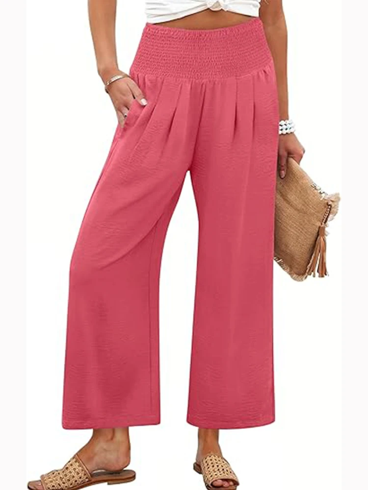 2025 Spring and Autumn Solid Color Women's High Waist Straight Leg Pants Hot Selling Commuter Style - Image 5