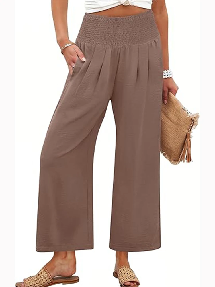 2025 Spring and Autumn Solid Color Women's High Waist Straight Leg Pants Hot Selling Commuter Style - Image 6